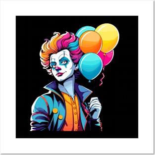 Clown Halloween Illustration Posters and Art